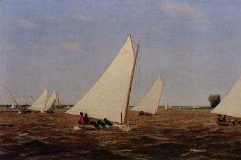 托馬斯 伊肯斯 Sailboats Racing on the Delaware